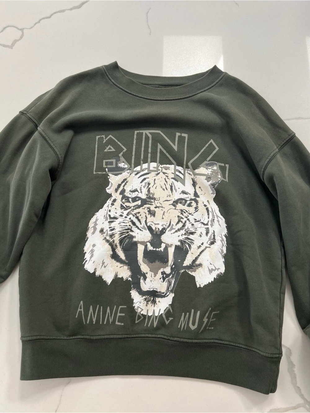 Anine Bing Olive Green Crewneck Sweatshirt